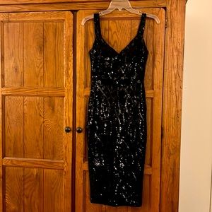 Black sequin cocktail dress
